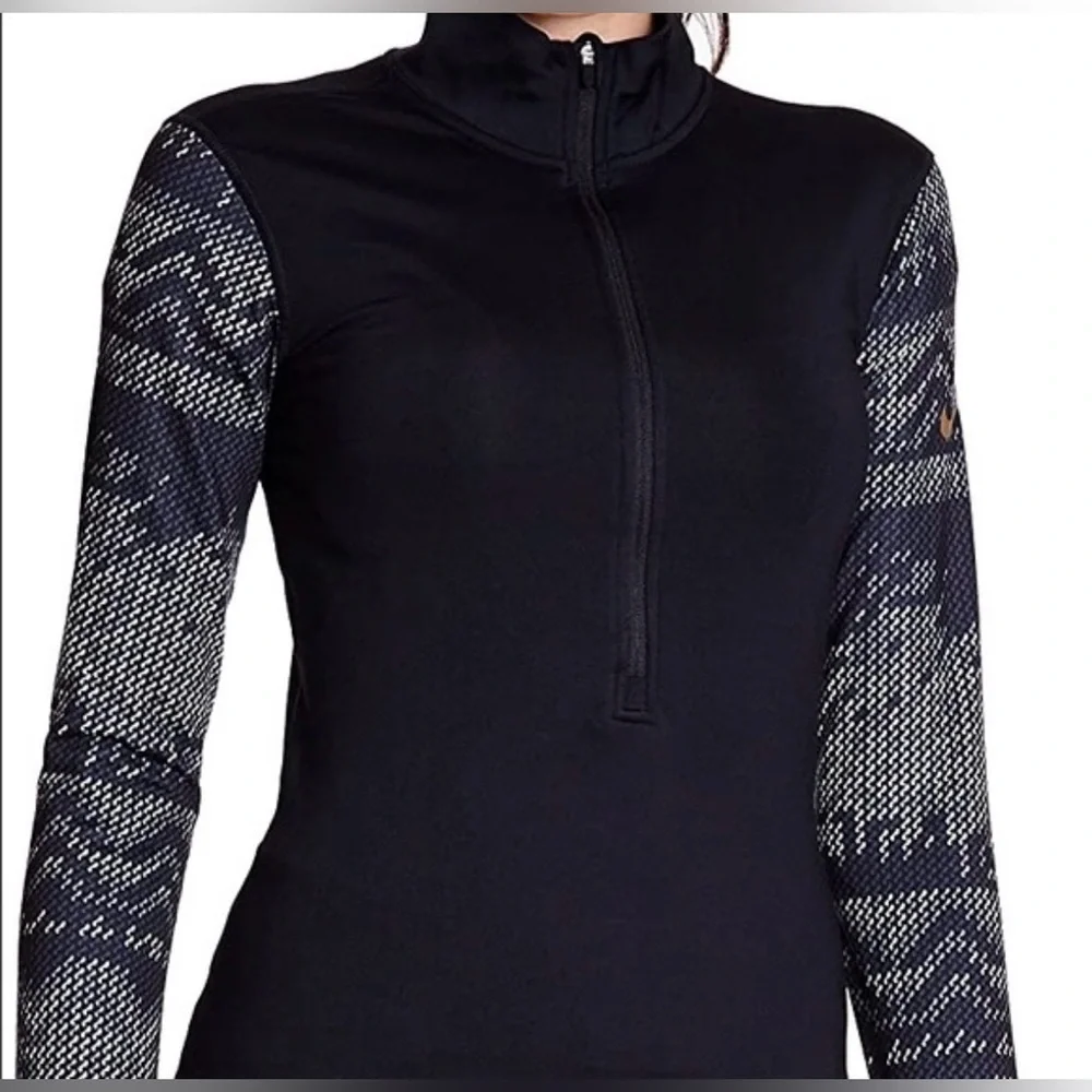 Nike Pro Hyperwarm Nordic Dri-FIT Half Zip Pullover Small Black Athletic Womens